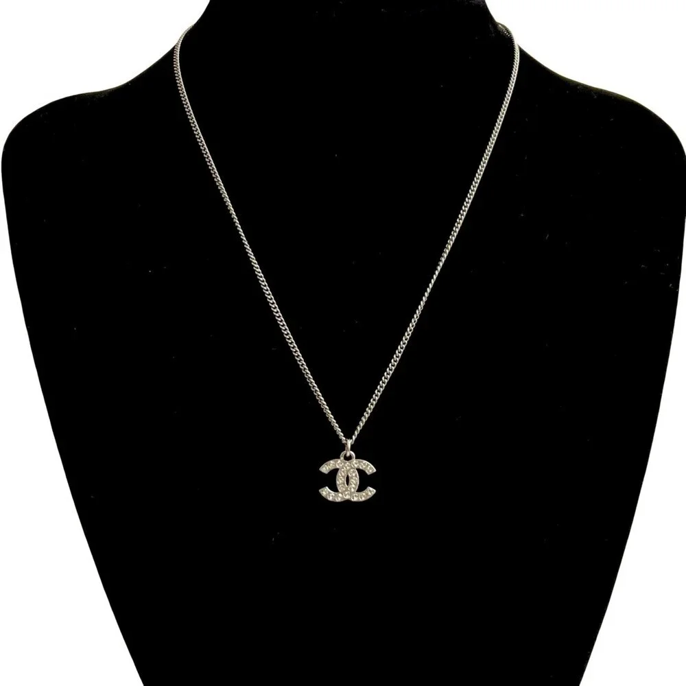 CHANEL Silver Logo Necklace